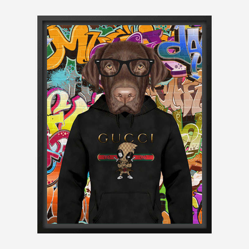 Begrænse halvt Udvidelse Labrador Dog in a Gucci Hoodie Graffiti Art Print