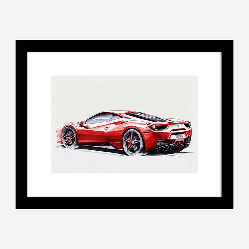 Red Ferrari 458 Sketch Wall Art