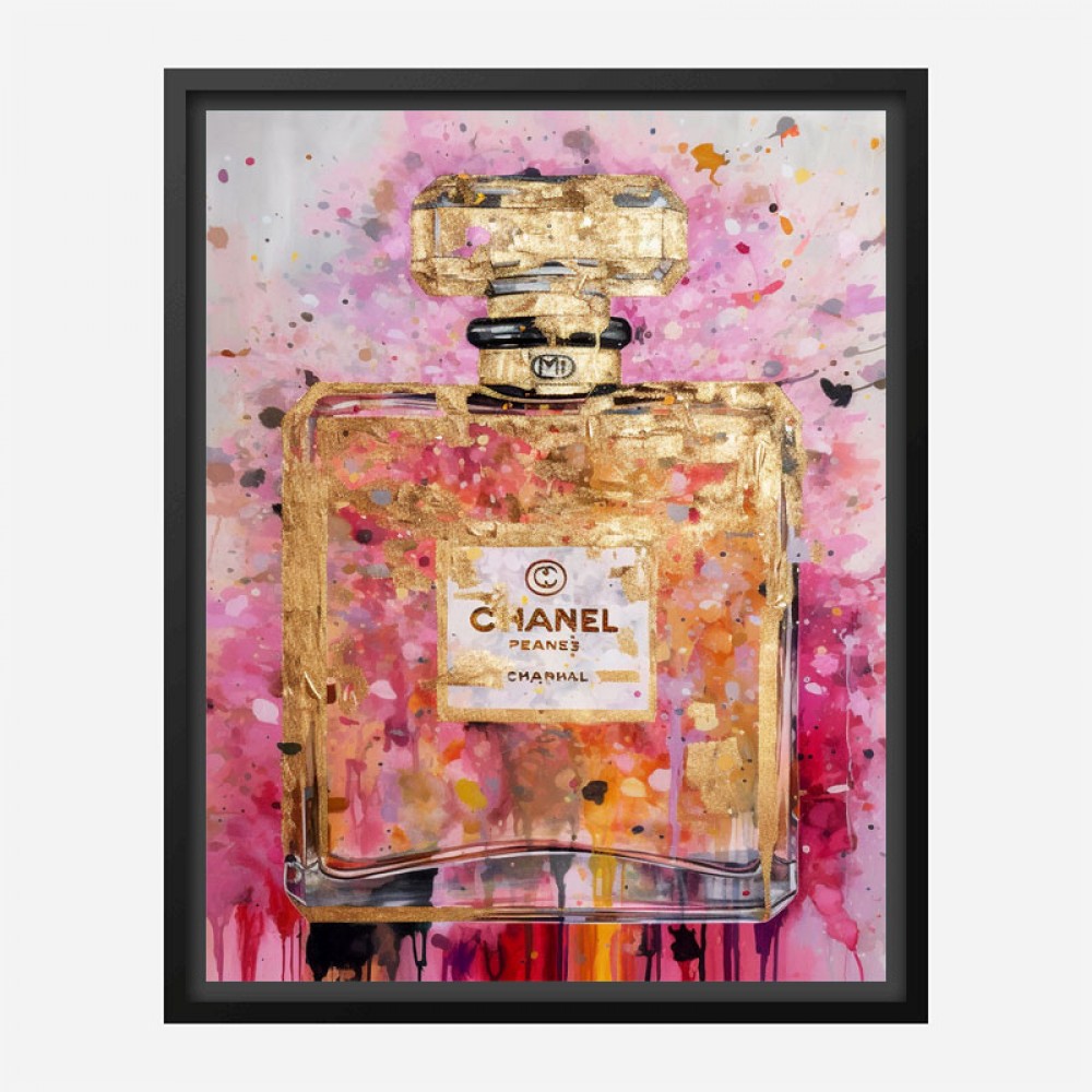 Chanel No 5 Pink & Gold Abstract 2 Perfume Bottle Art Print