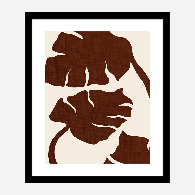 Monstera Canvas Brown Wall Art Print