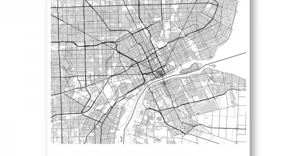 Detroit Map Canvas Art – Motor City Refinish