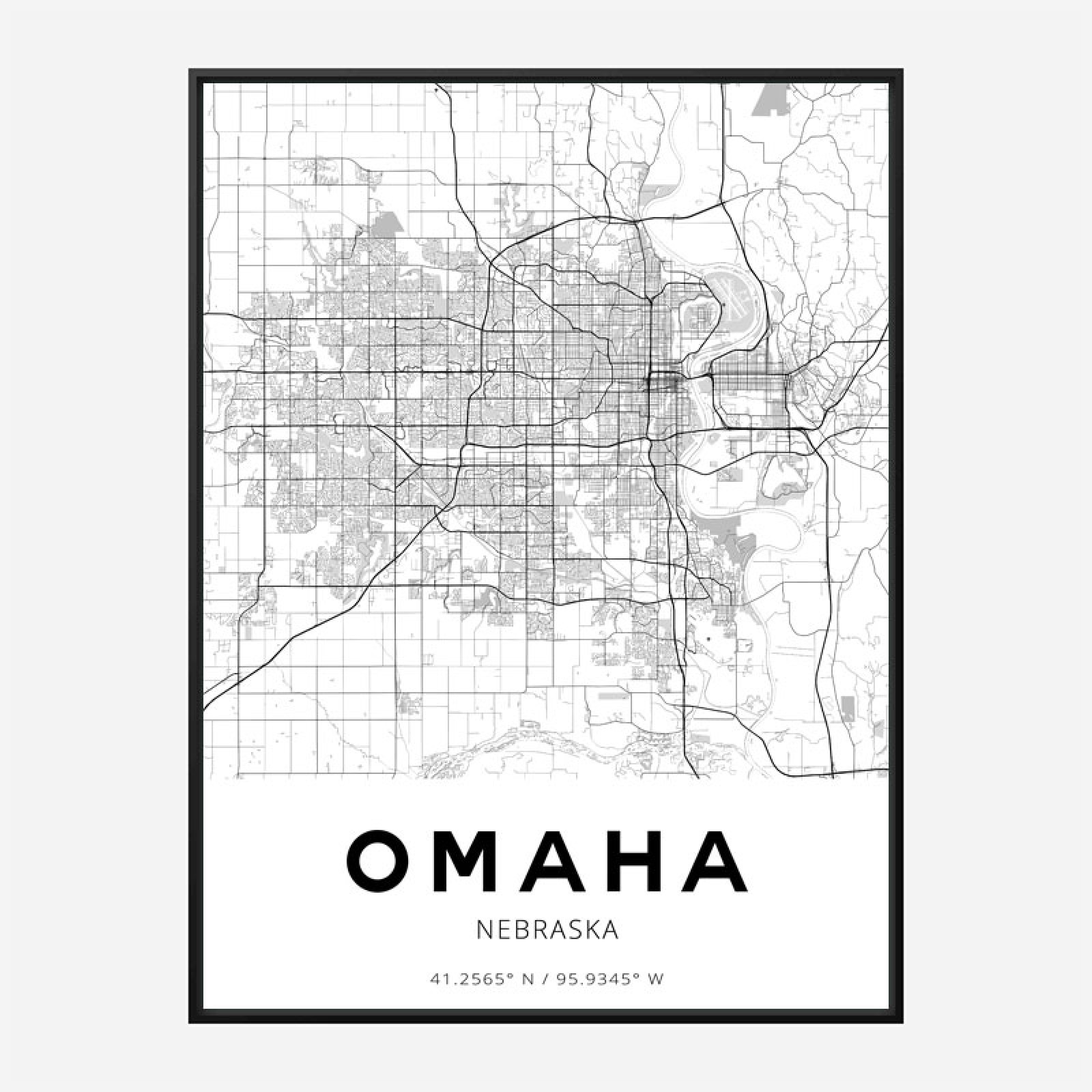 Omaha Nebraska City Map Art Print