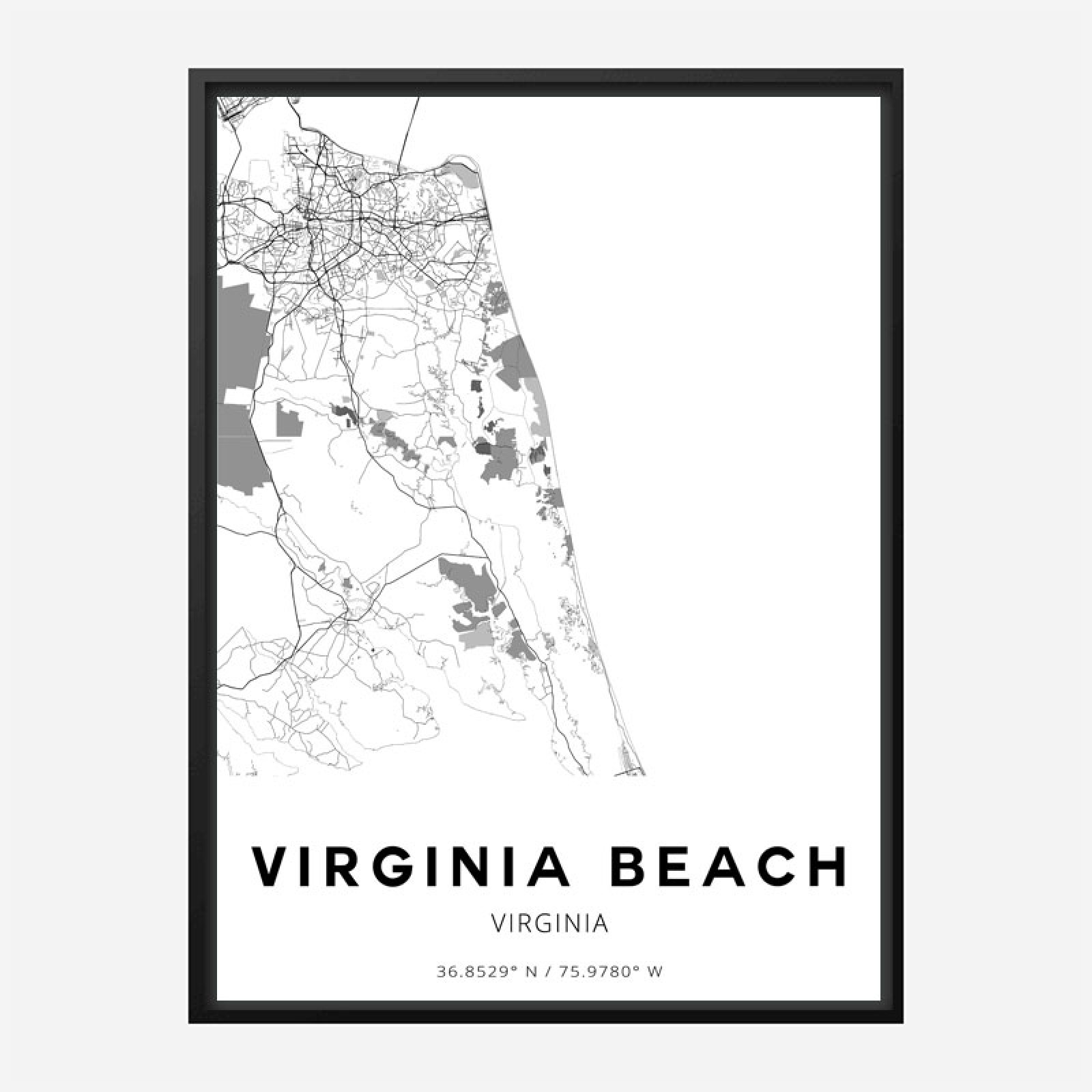 Virginia Beach Virginia City Map Art Print