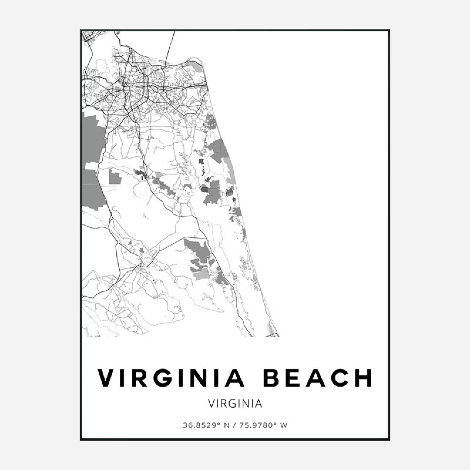 Virginia Beach Virginia City Map Art Print