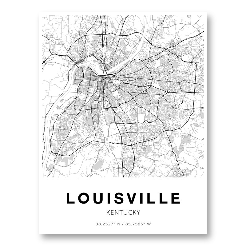 Canvas print Louisville Map  Fine Art Prints & Wall Decorations