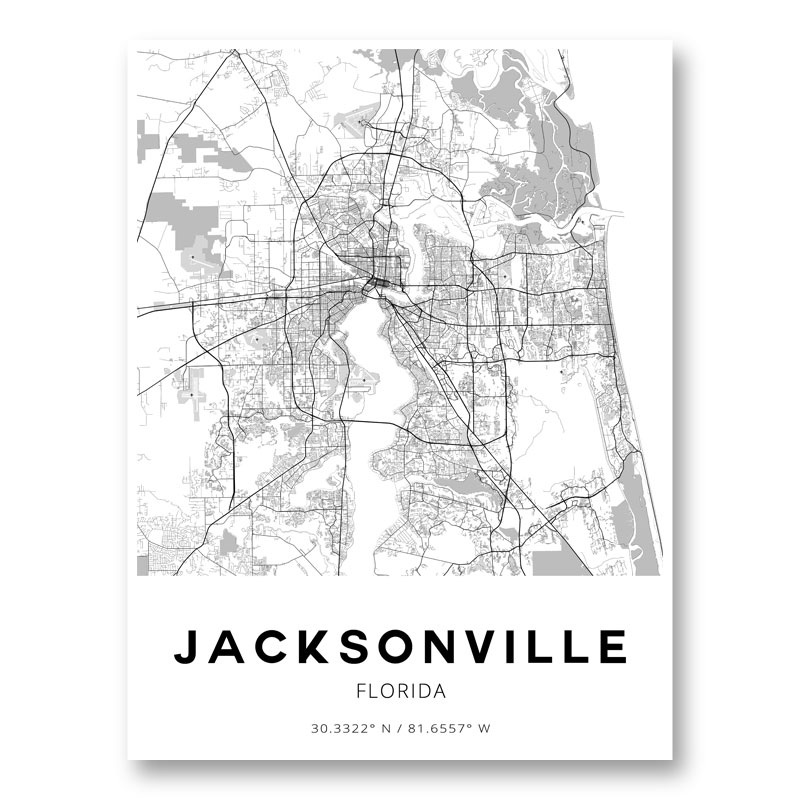 Prints Art And Collectibles Digital Prints Florida Jacksonville Map Art