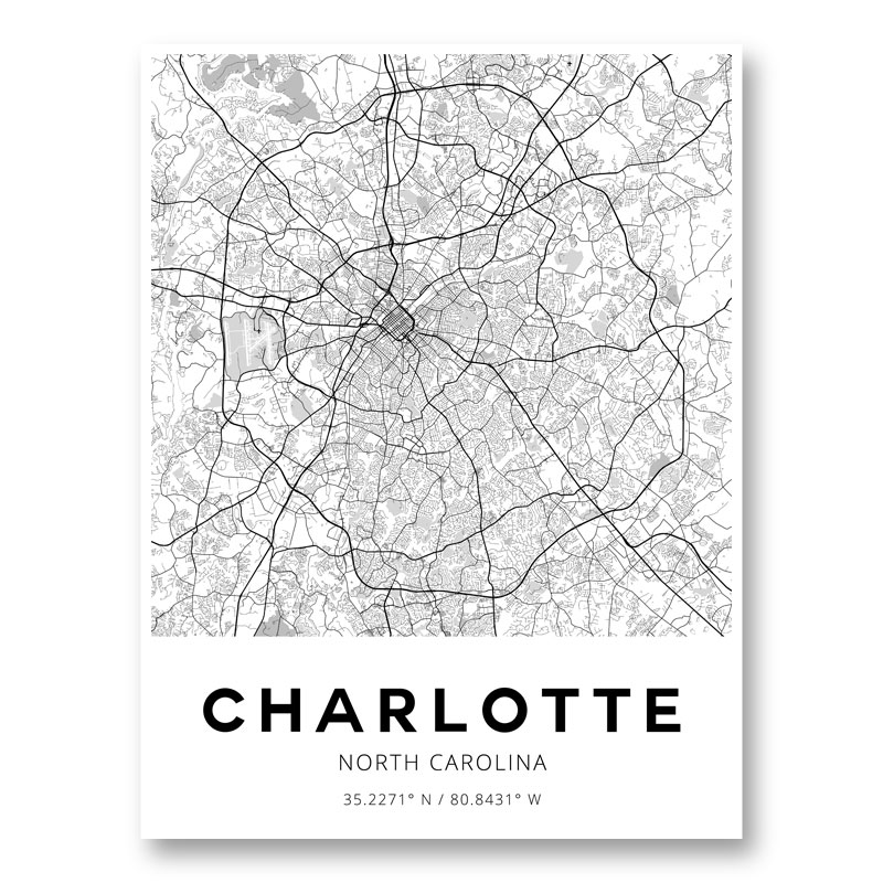 CHARLOTTE, NC | City Series Map Art Print
